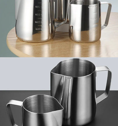 Stainless Steel Milk Frother Jug Coffee Latte Pitcher Measurement  Espresso Barista Tool Coffee
