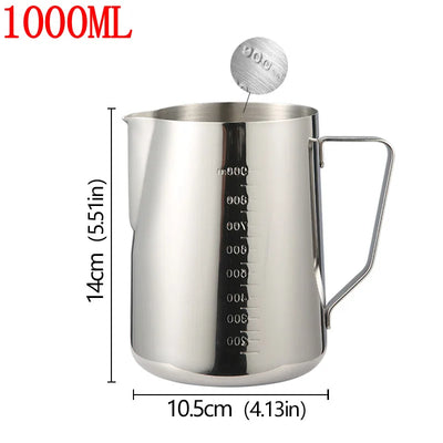 Stainless Steel Milk Frother Jug Coffee Latte Pitcher Measurement  Espresso Barista Tool Coffee