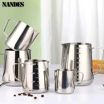 Stainless Steel Milk Frother Jug Coffee Latte Pitcher Measurement  Espresso Barista Tool Coffee