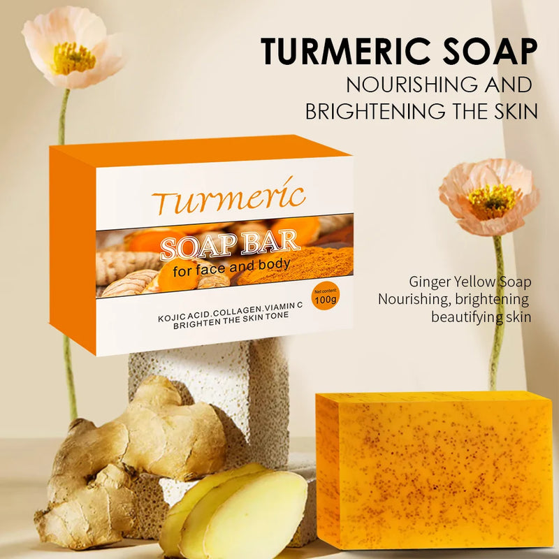5Pcs Turmeric Soap Lemon Acids Handmade Soap Kojic acid soap Natural Skincare Bar for Exfoliating Body And Face