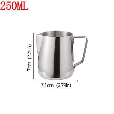 Stainless Steel Milk Frother Jug Coffee Latte Pitcher Measurement  Espresso Barista Tool Coffee