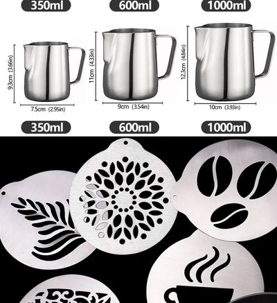 Stainless Steel Milk Frother Jug Coffee Latte Pitcher Measurement  Espresso Barista Tool Coffee
