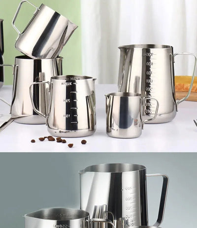 Stainless Steel Milk Frother Jug Coffee Latte Pitcher Measurement  Espresso Barista Tool Coffee