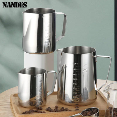 Stainless Steel Milk Frother Jug Coffee Latte Pitcher Measurement  Espresso Barista Tool Coffee