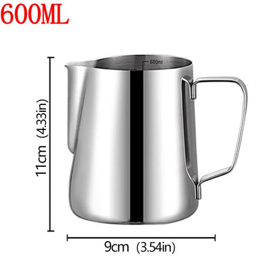 Stainless Steel Milk Frother Jug Coffee Latte Pitcher Measurement  Espresso Barista Tool Coffee