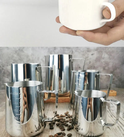 Stainless Steel Milk Frother Jug Coffee Latte Pitcher Measurement  Espresso Barista Tool Coffee