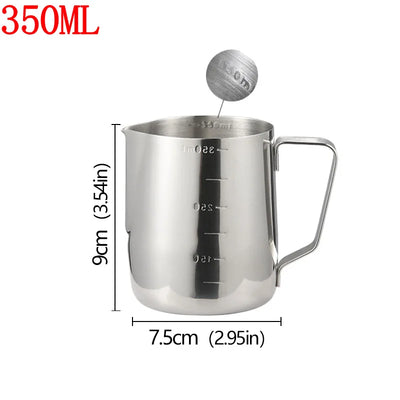 Stainless Steel Milk Frother Jug Coffee Latte Pitcher Measurement  Espresso Barista Tool Coffee