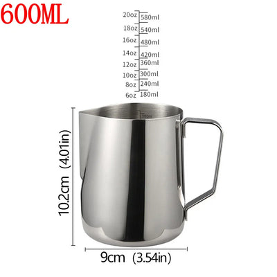 Stainless Steel Milk Frother Jug Coffee Latte Pitcher Measurement  Espresso Barista Tool Coffee