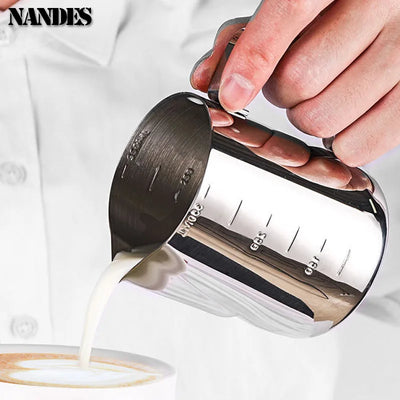 Stainless Steel Milk Frother Jug Coffee Latte Pitcher Measurement  Espresso Barista Tool Coffee