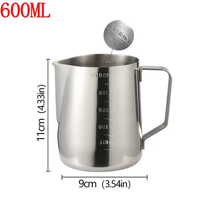 Stainless Steel Milk Frother Jug Coffee Latte Pitcher Measurement  Espresso Barista Tool Coffee