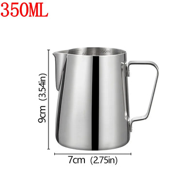 Stainless Steel Milk Frother Jug Coffee Latte Pitcher Measurement  Espresso Barista Tool Coffee