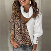 Knitted Leopard Patchwork Turtleneck Sweaters