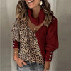 Knitted Leopard Patchwork Turtleneck Sweaters