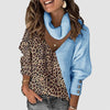 Knitted Leopard Patchwork Turtleneck Sweaters