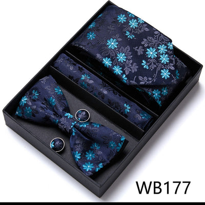 4PCS in gift box Men Bow Tie and Handkerchief