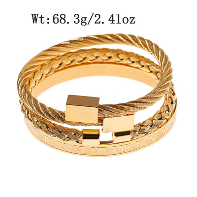 3pcs/set Men Luxury Jewelry Stainless Bracelets