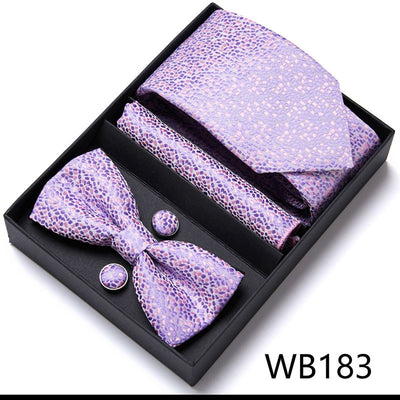 4PCS in gift box Men Bow Tie and Handkerchief