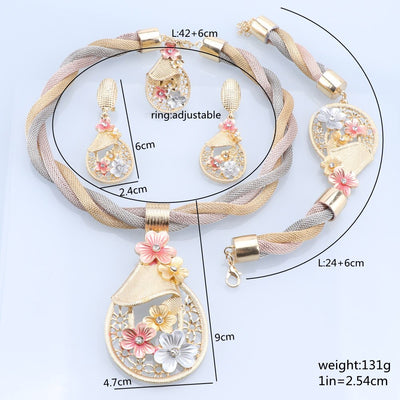 Wedding Flower Pendant Jewelry Set