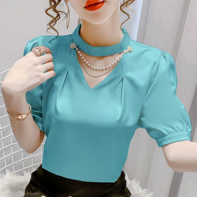 Lady Fashion Solid Blouse