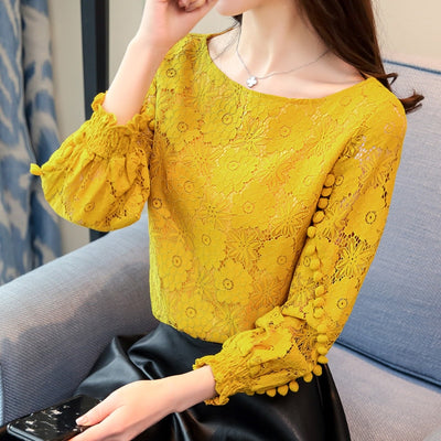 Flower Print Hollow out Long Sleeve