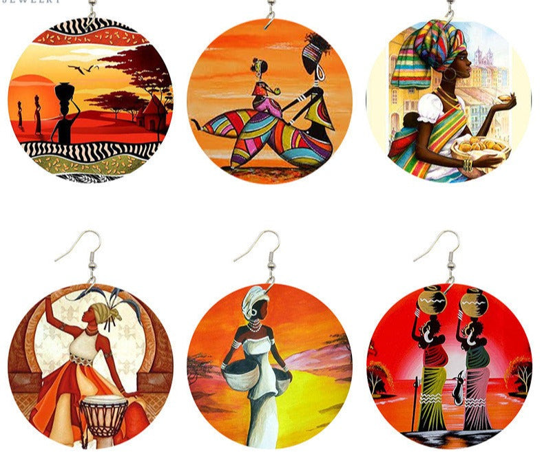 Earrings  Painted  Africa